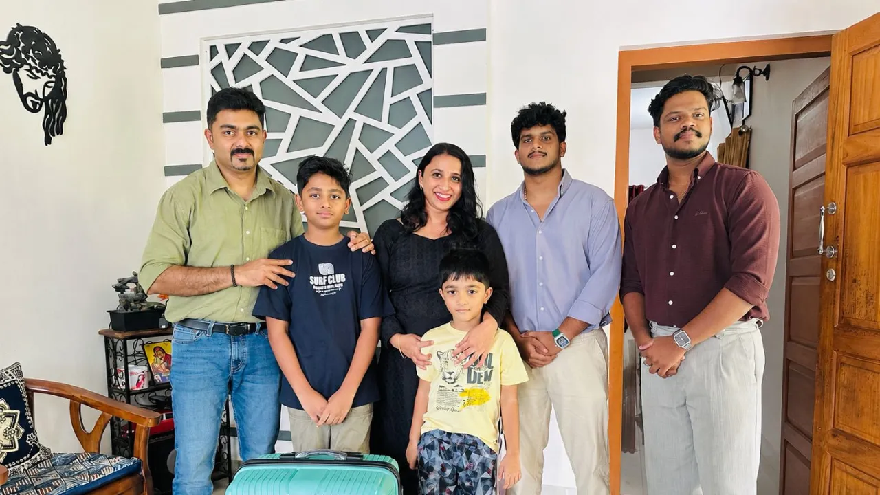 YFA team with a student visa holder from Germany and her family